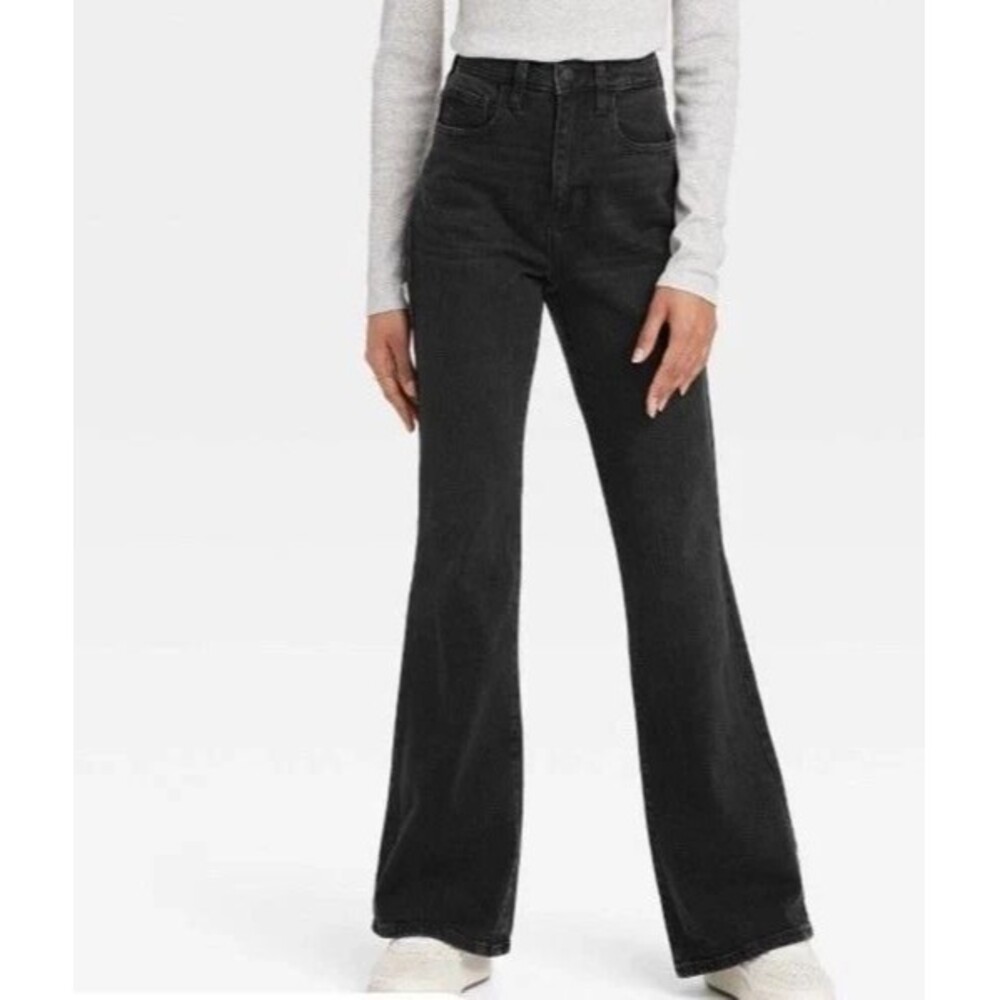 Universal Thread Women's 14 Short High-Rise Flare Stretch Black Jeans